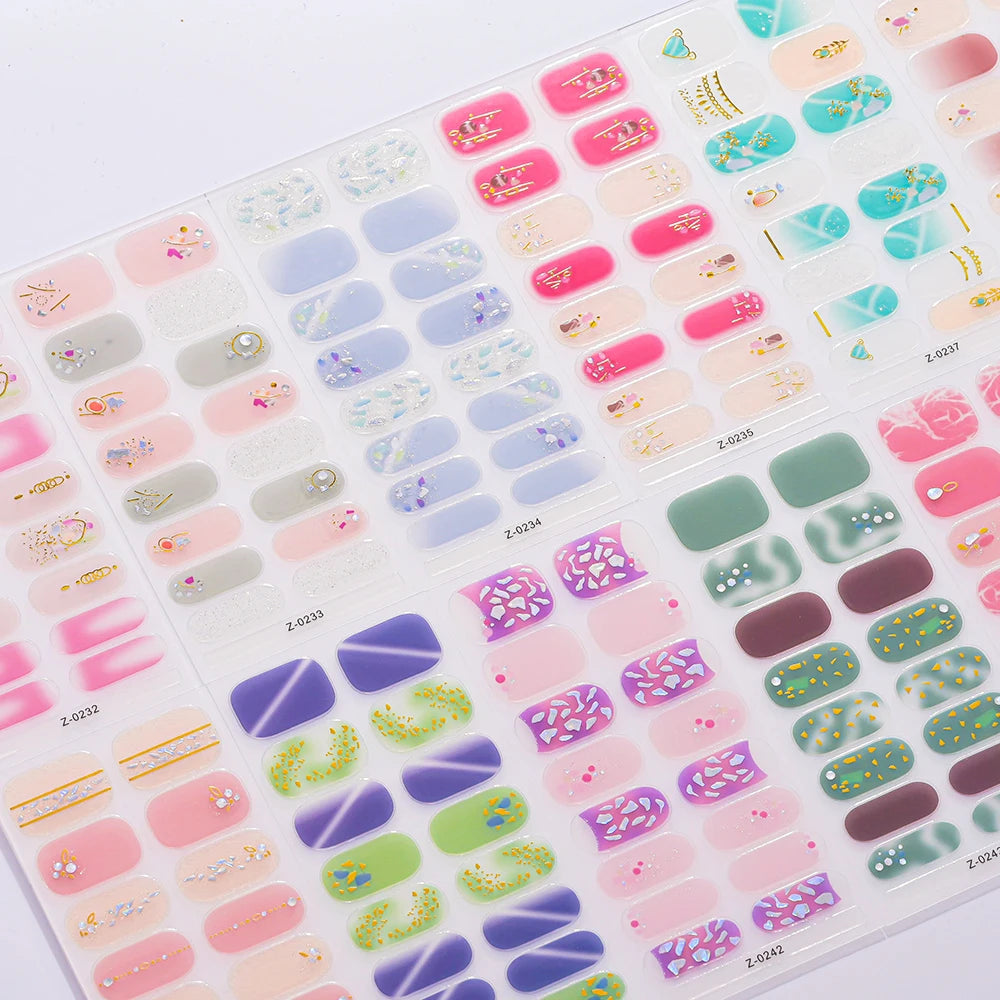 16 Tipps 3D Bunte Eis-Transparente Nagelfolie Volle Abdeckung Bronzing Französisch Nagellack Aufkleber Selbstklebende Langlebige Nagel Dezember