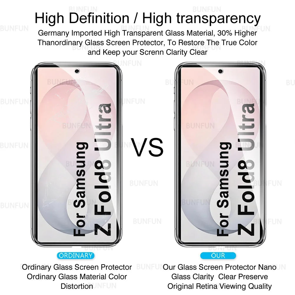 4-in-1 Displayschutzfolie für Samsung Galaxy Z Fold8 ZFold8 Ultra 5G, gehärtetes Glas, Kameraobjektivschutzfolie für Samsung ZFold8 Z Fold 8 Ultra