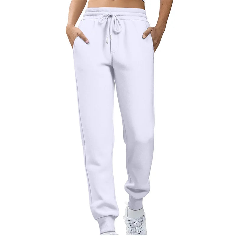 2026 Frühling Herbst Damen Gerade Hosen Mode Einfarbige Hosen mit Kordelzug Große Größen Schlanke Freizeithosen Damen Jogginghosen