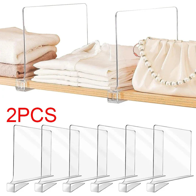 2PCS Klar Acryl Schrank Regal Bücherregal Teiler Heimgebrauch Kleiderschrank Regal Bücherregal Teiler Schallwand Ware Lagerung Organizer