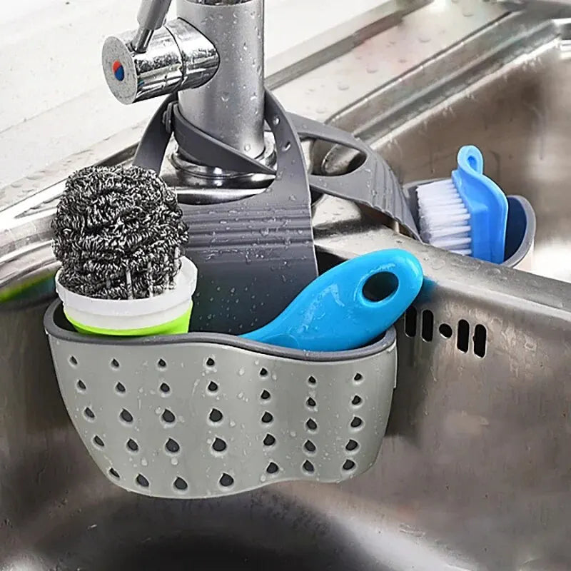 Hause Lagerung Ablauf Korb Küche Waschbecken Halter Einstellbare Seife Schwamm Shlf Hängen Ablauf Korb Tasche Küche Zubehör