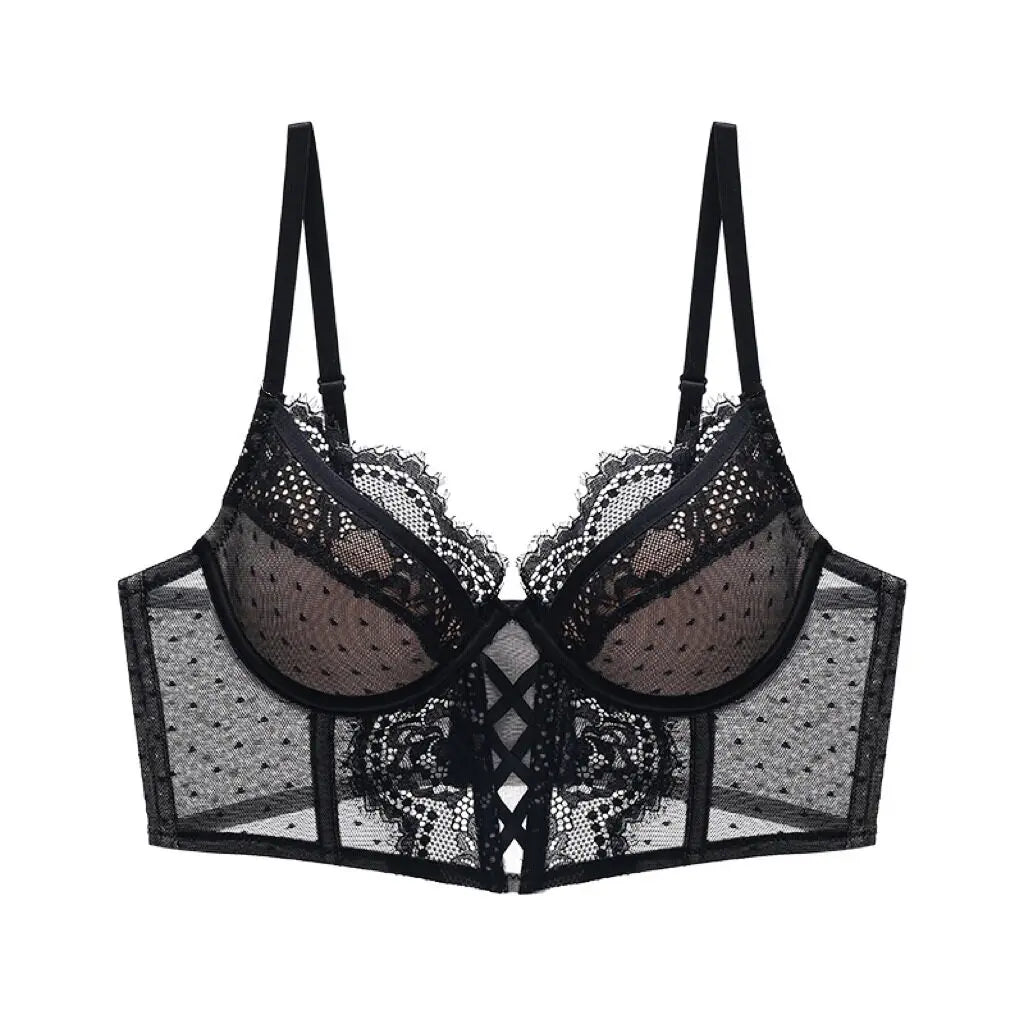 Push-Up Spitzen-Dessous-Set für Damen, Transparentes Negligé mit Weichem Bügel-BH, Fischgräten-Teddy, Sexy Braut-Flitterwochen-Outfit, S-XL