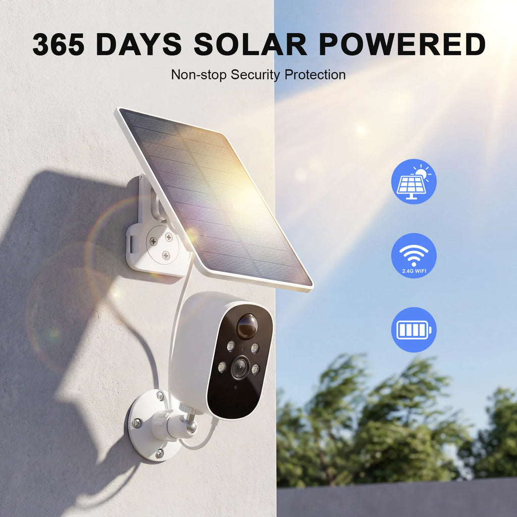 N1370 Solar-Kamera für Außenbereich mit PIR-Bewegungserkennung, Wasserdichte Sicherheits-Video-IP-Kamera mit Nachtsicht, 2K Akku-CCTV-Überwachung