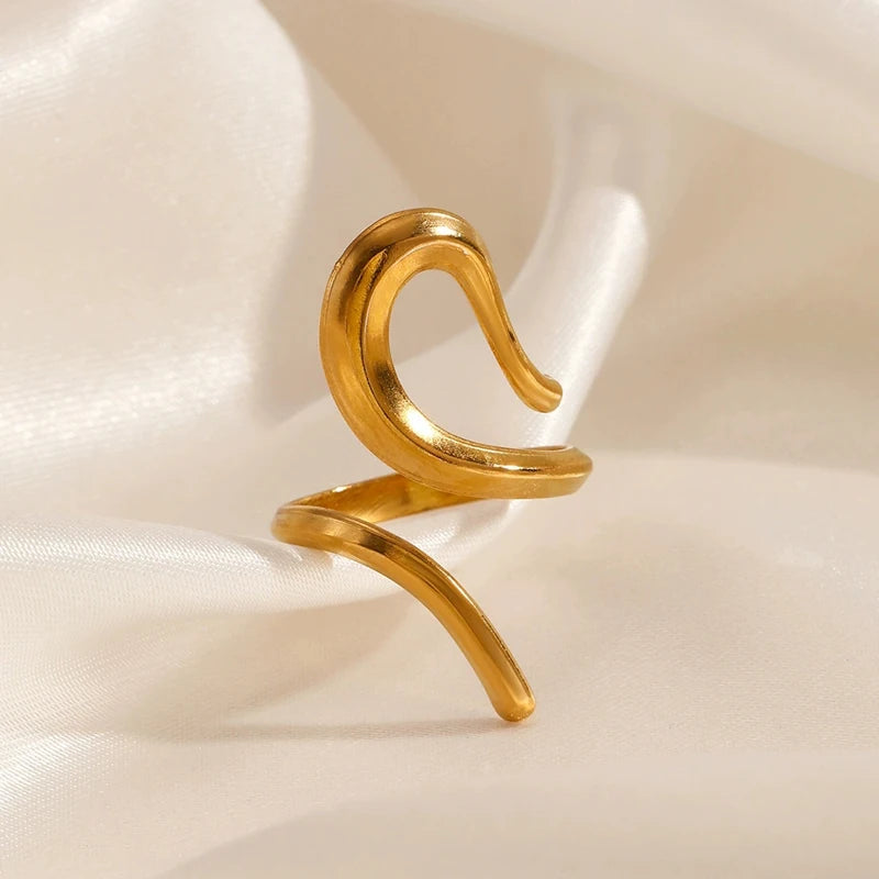 Offener Ring mit Edelstahllinie für Frauen, exquisiter einfacher unregelmäßiger Zeigefingerring, lässiger Punk, vielseitiger lässiger Schmuck, Geschenk