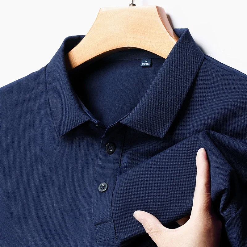 Modisches, solides Kurzarm-Poloshirt für Herren, Sommer, atmungsaktiv, bequem