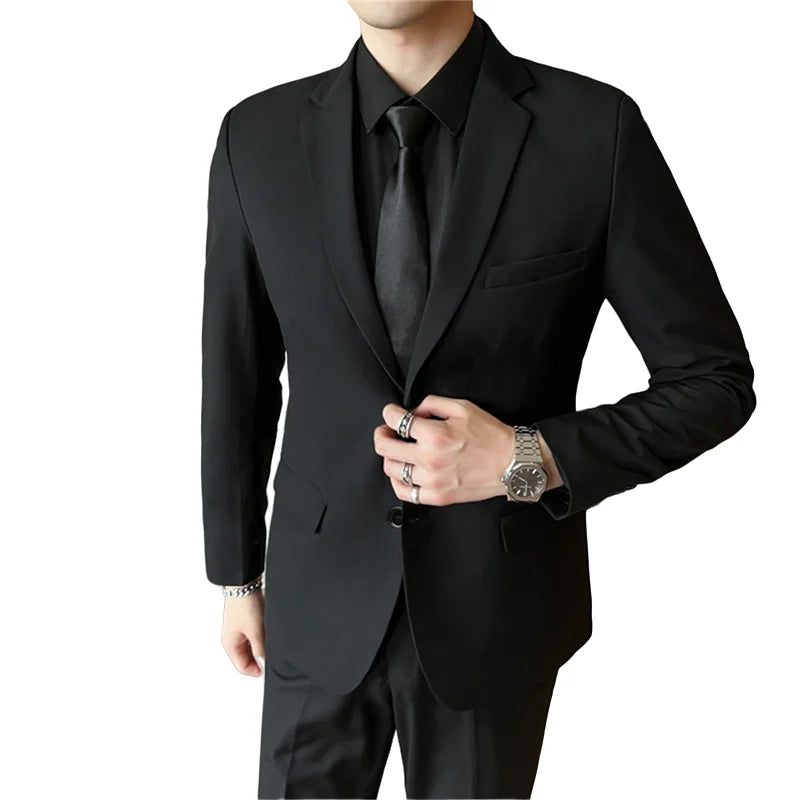 Einfarbiger Anzug Mode Business Hochzeit Gentleman Herren Kompletter Professioneller Vorstellungsgespräch Formeller Lässiger Blazer+Hosen Anzug