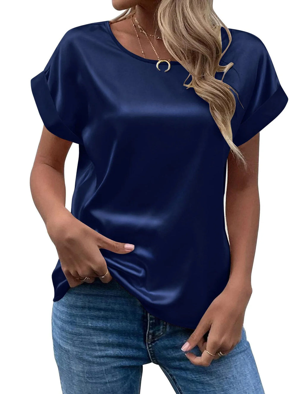 Frauen Sommer Stil Satin Blusen Shirts Dame Casual Fledermaus flügel Hülse O-ansatz Einfarbig Lose Blusas Tops