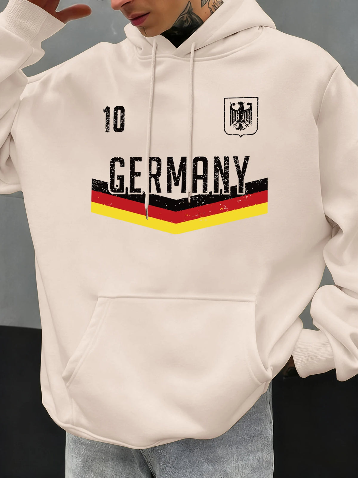Deutschland Brief Drucke Herbst Männer Hoody Mehrfarbige Tasche Hoodies Casual Fleece Hoodie Komfortable Hip Hop Männliche Pullover