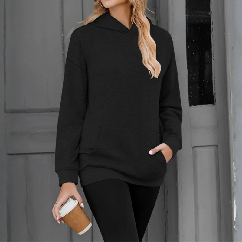 2026 NEU Damen Kapuzenpullover Locker Lässiger Sweatshirt mit Fallschulter-Ärmeln Frühling Herbst Outdoor Damen-Sweatshirt