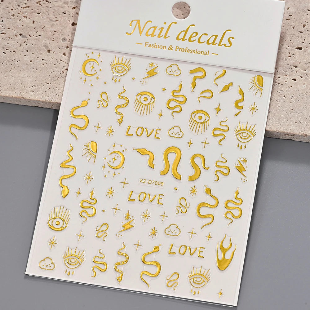 1 Stück 3D Bronzing Gold French Strips LinesNail Art Aufkleber Unregelmäßige Metall French Line Nagelaufkleber Selbstklebendes Nagelzubehör 4