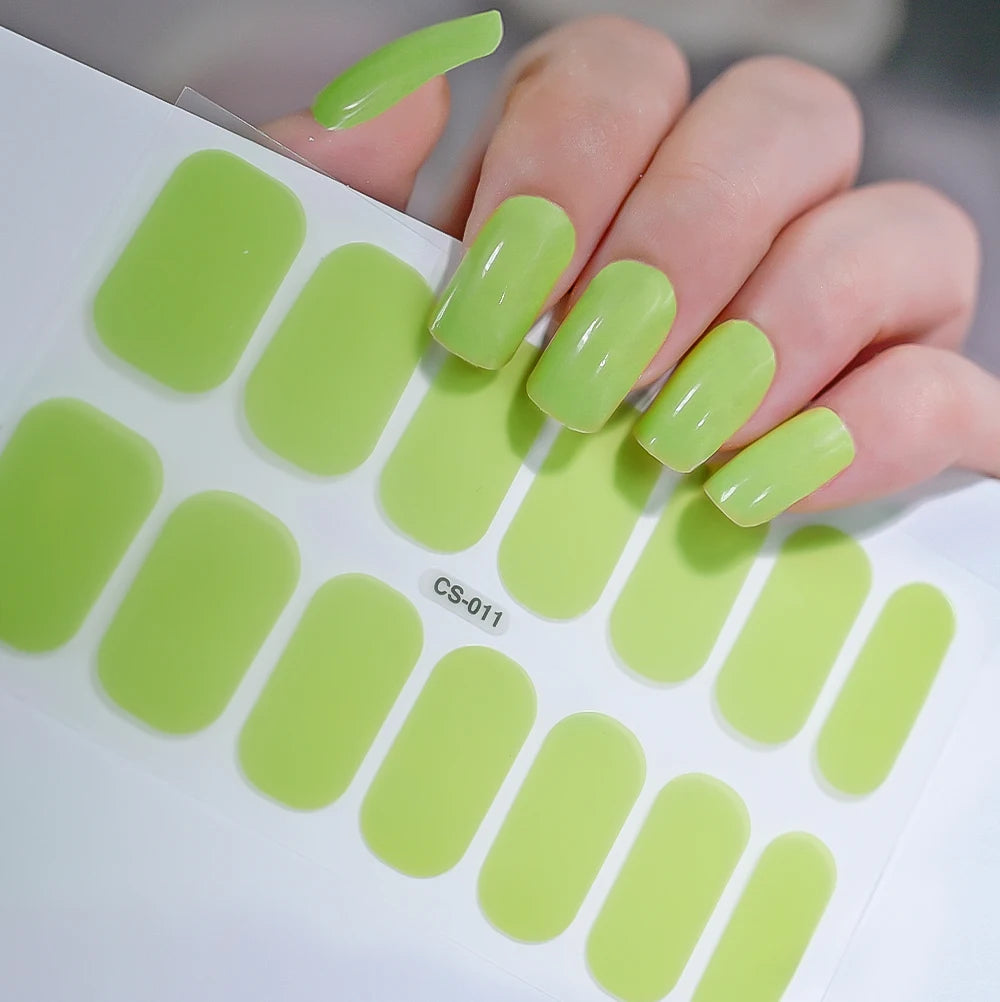 14 Tipps Full Wrap Nagellack Aufkleber Selbstklebende einfarbige Gel-Nagelstreifen Kunst Aufkleber Nicht halbgehärtete DIY Nageldekorationen