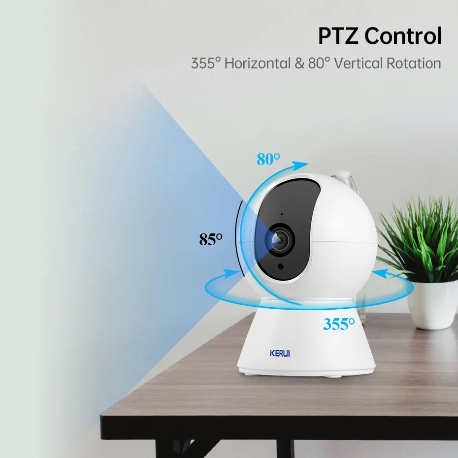 KERUI 5MP 4K WLAN-IP-Kamera Kompatibel mit Tuya Kabellose Smart Home Sicherheitskamera für Innenräume mit Menschenerkennung und Automatischer Verfolgung