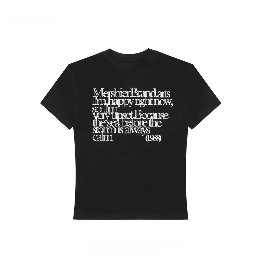 Buksyrr American Retro Letter Print Kurzarm-T-Shirt für Damen Sommer Casual All-Match Slim Top Street Bottoming Shirt Y2K