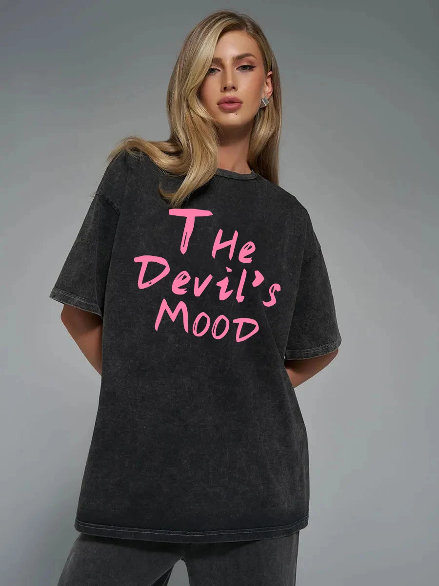 Rosa Brief Design Gewaschen T Shirt Frauen Vintage Baumwolle T-shirts Streetwear Weiche Mineral Tees Mädchen Lose Weibliche T Tops Y2k