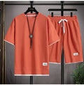 Waffel Herren Sommer Kurzarm und Shorts zweiteilige Sets Sport Casual Trainings anzug Männer bequeme coole Shorts übergroße Set
