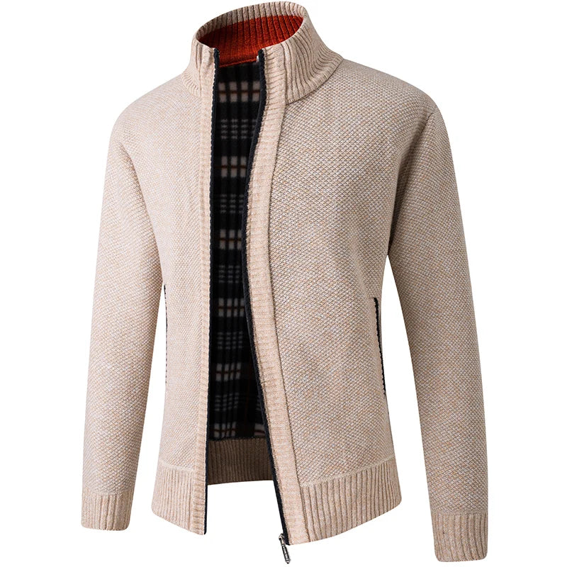 Herren Stehkragen Pullover neue Strickjacke in Herbst und Winter koreanische Version der schlanken einfarbigen Pullover Jacke
