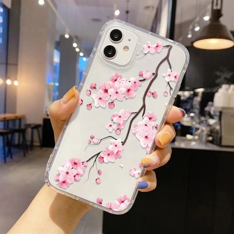 Blume Handyhülle für iPhone 17 Pro Hülle iPhone 16 14 13 11 12 15 Pro Max Air SE XR 7 8 Plus Silikon Soft TPU Clear Cover Funda