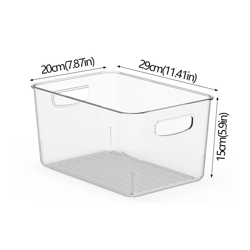 Kühlschrank-Organizer-Behälter, stapelbare Kühlschrank-Lebensmittel-Aufbewahrungsbox mit Griff, durchsichtiger Kunststoff, für Speisekammer, Gefrierschrank, Organizer-Werkzeug