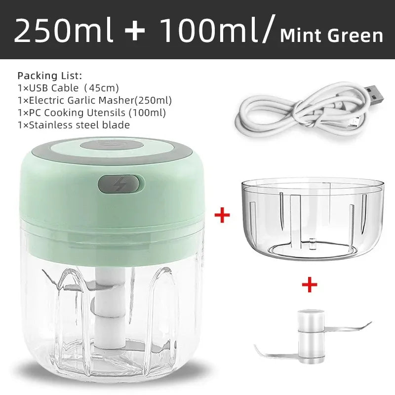 Elektrischer Mini-Knoblauchzerkleinerer 100ML/250ML Lebensmittelzerkleinerer Knoblauchpresse USB Tragbarer Kleiner Küchenprozessor für Gemüse