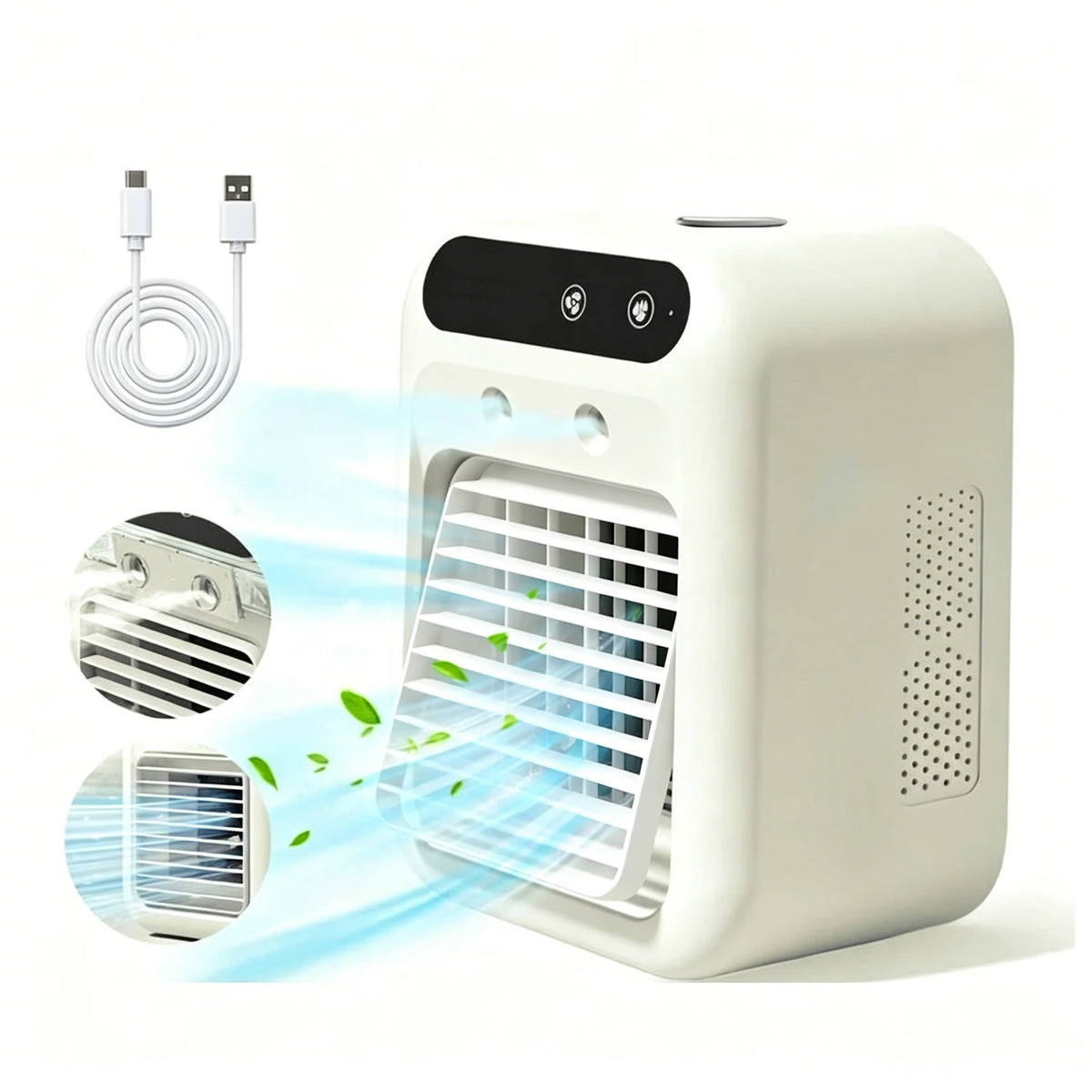USB-Lade-Tischventilator mit Sprühfunktion und Luftkühlung, Mini-Klimaanlagenventilator, geeignet für Zuhause, Büro und Reisen