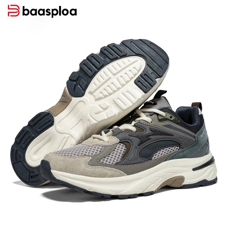 Baasploa Herren-Freizeitsneaker, leichte Sporttrainer, atmungsaktive Mesh-Wanderschuhe, modische, bequeme Schuhe für den täglichen Gebrauch