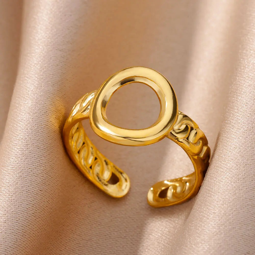 Edelstahl Ringe für Frauen Gold Farbe Unregelmäßige Geometrische Offenen Ring Vintage Wasserdicht Hochzeit Schmuck Teil Zubehör Gif