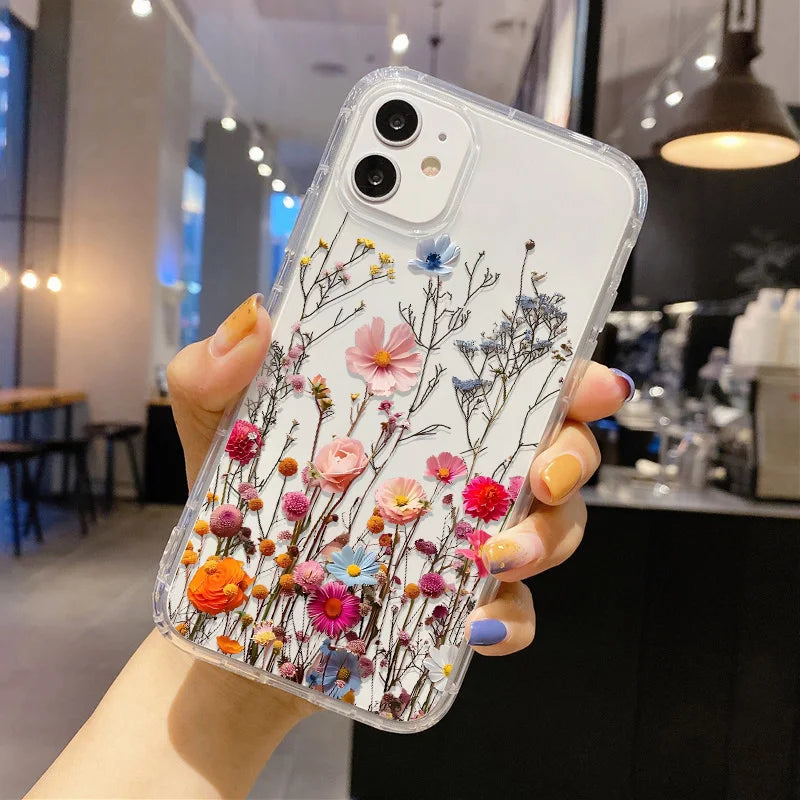 Blume Handyhülle für iPhone 17 Pro Hülle iPhone 16 14 13 11 12 15 Pro Max Air SE XR 7 8 Plus Silikon Soft TPU Clear Cover Funda