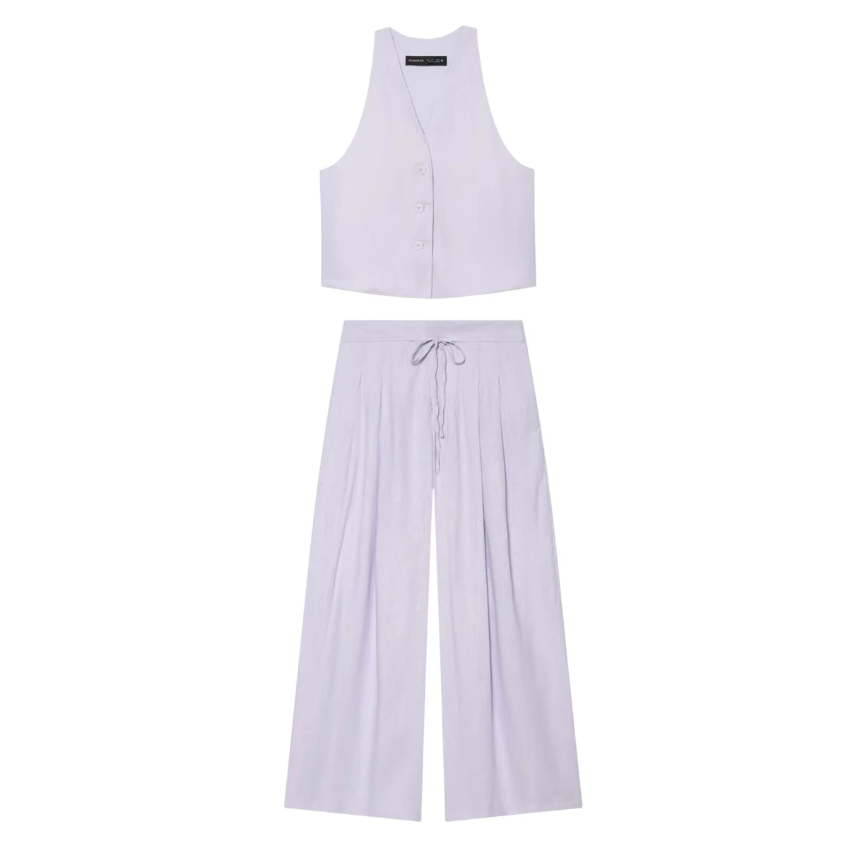 Damen Einfarbiges Westen-Hosen-Set Sommer Damen Neckholder Einreihiger Ärmelloser Blazer-Weste oder Lässige Damenhose mit Reißverschluss