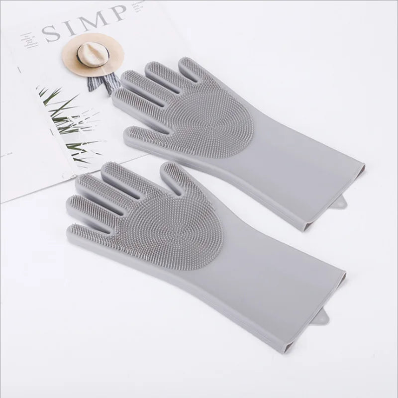 1 Paar Silikon-Geschirrspülhandschuhe, multifunktionale Haushaltshandschuhe, Reinigung, Küche, Reinigung, Wärmeisolierung, magische Handschuhe