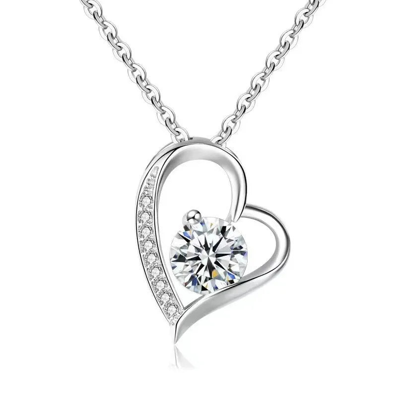 Halskette aus 925er-Sterlingsilber mit Herzanhänger, schlicht, für Damen, Hochzeit, Verlobung, Schmuck, Mode, Klassiker, Geschenk, Party, hohe Qualität