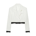 zoci Kurze Spitzenblazer für Damen, Anzug, Sommer-Blazer-Set, 2-teilig, Damen-Schulterpolster, Damen-Schneiderblazer, Bermuda-Shorts