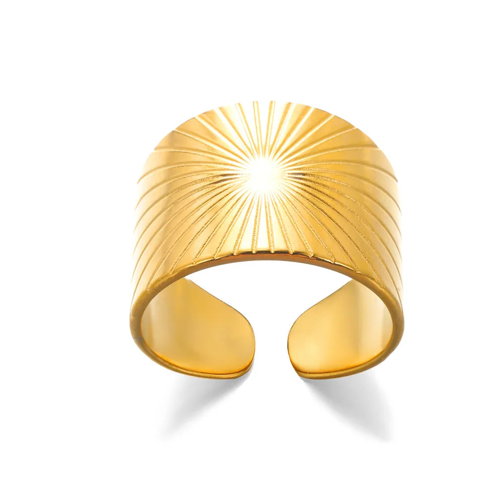 Edelstahl Runde Ringe Für Frauen Zirkon Geometrische Gold Farbe Kristall Ring Ästhetischen Hochzeit Schmuck Geschenk Bague Femme
