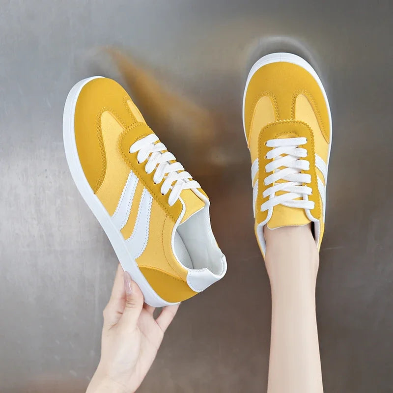 Frauen Tennis Turnschuhe Wohnungen Damen Mode Mischfarben Lace-up Vulkanisierte Schuhe Frühling Herbst Frau Outdoor Trainer Schuhe