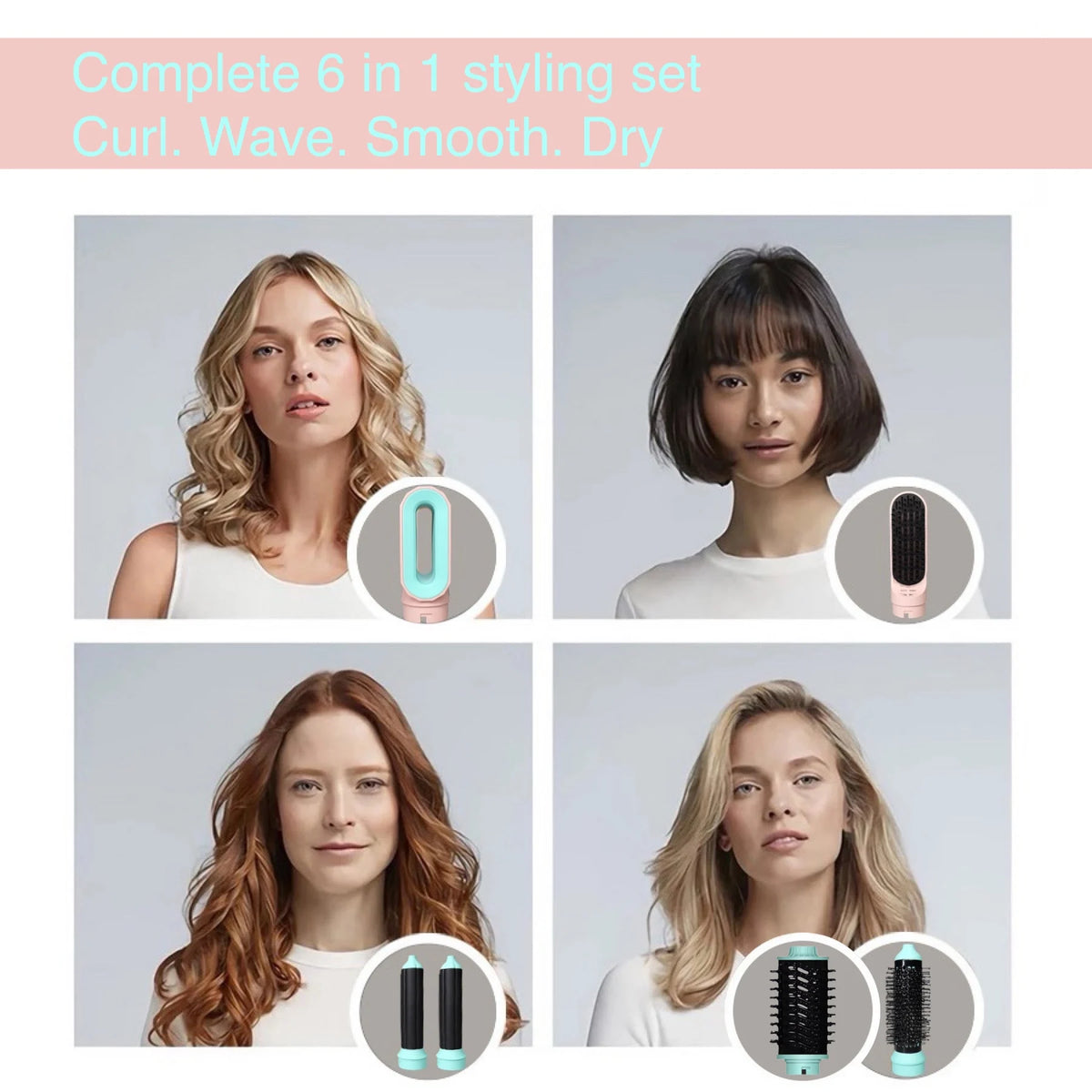 6-in-1-Multi-Styler, neues Design, Haartrockner für Haare, 6-in-1-Haar-Styler mit Curling-Fass, Heißluft-Bürste, Styling-Werkzeug, MultiStyler