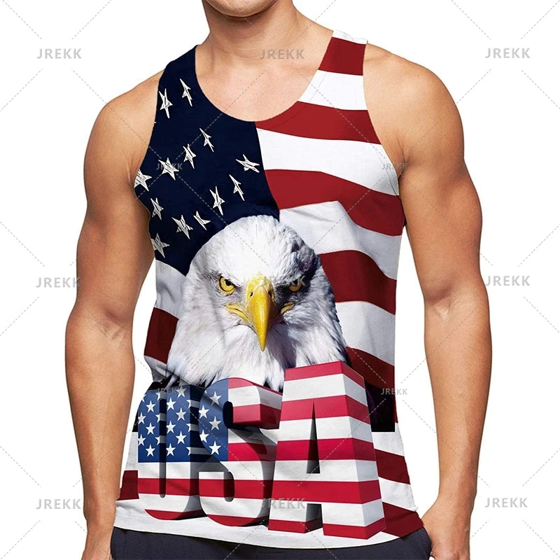 American Eagle USA Flagge Grafik Tank Top Gym Tops Herren 3D-Druck Streetwear Freizeit weste schnell trocknen ärmellose T-Shirt Tops 6xl