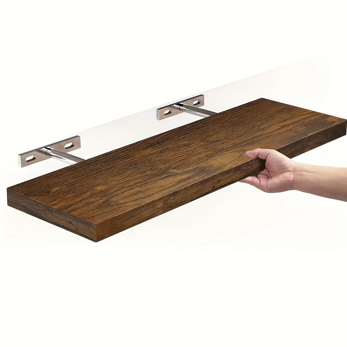 Klassisches, an der Wand montiertes horizontales Streifen-Designregal aus massivem Holz, platzsparend für Aufbewahrung und Präsentation im Wohnzimmer und Schlafzimmer