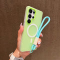Candy Farbe Matte Für Magsafe Lanyard Weiche Telefon Fall Für Samsung Galaxy S24 FE S25Edge S22 S23 FE Plus S25 Ultra magnetische Abdeckung