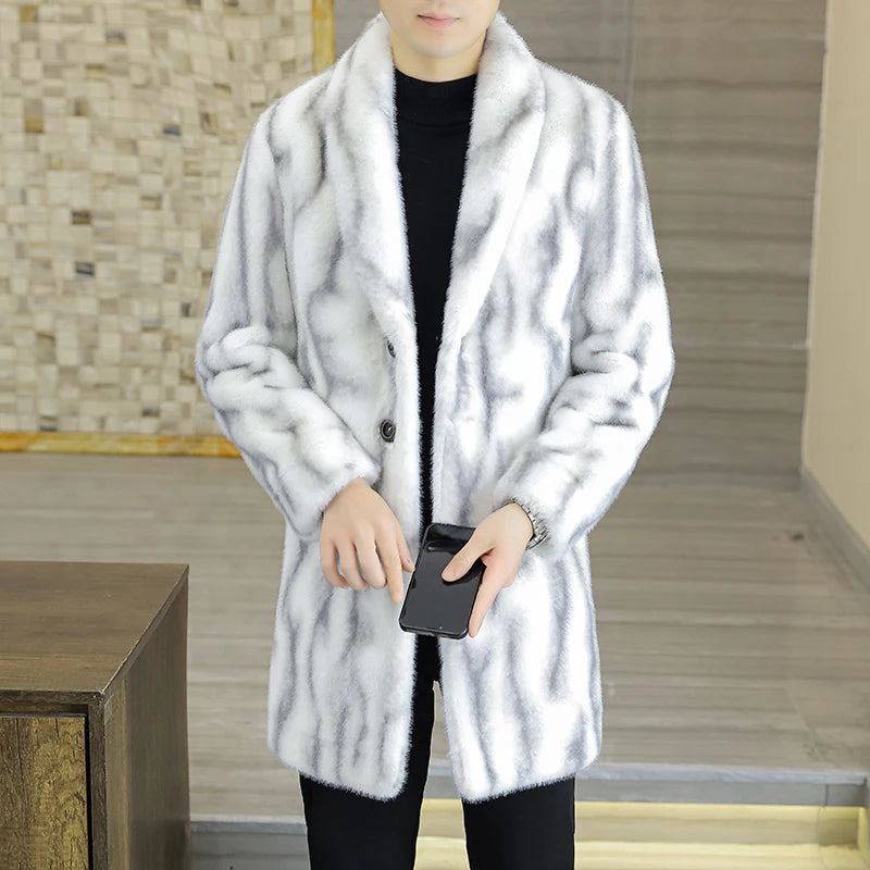 Hohe Qualität Mode Hübsche doppelseitige Tragen Pelz Ein Dicken Winter Anzug Kragen Trenchcoat Gold Nerz Pelz männer top Taste