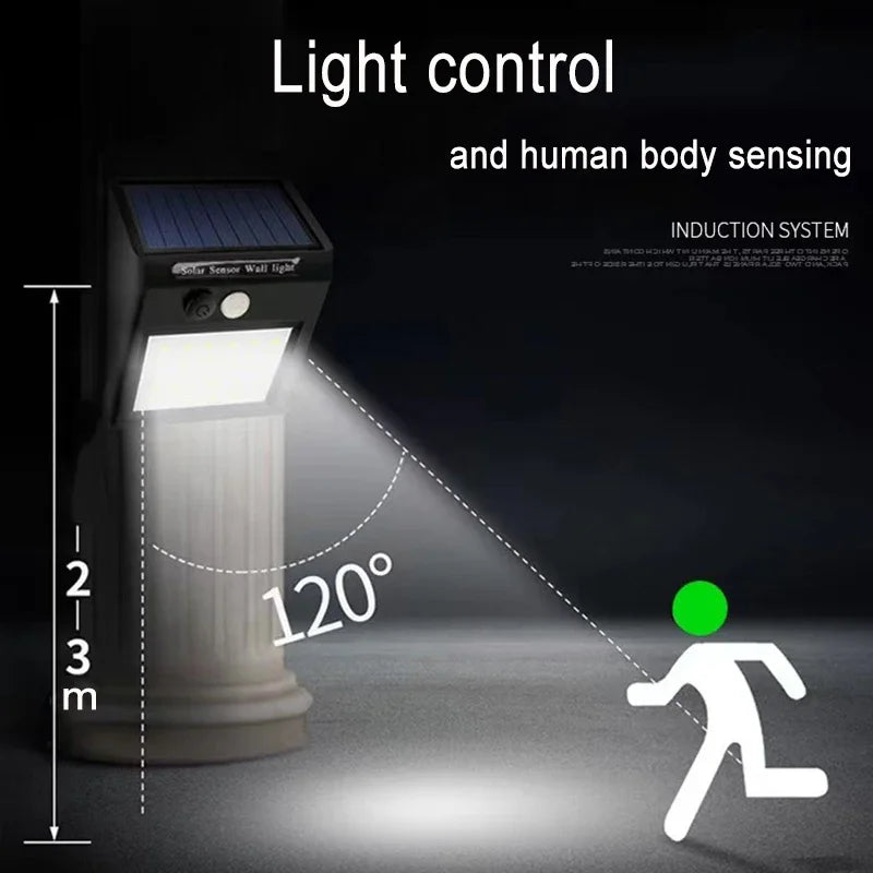 20 LED Solarleuchten für Außen mit 3 Modi, Wasserdichter Bewegungssensor, Sicherheitsbeleuchtung, LED-Wandstraßenlampe für Garten und Veranda