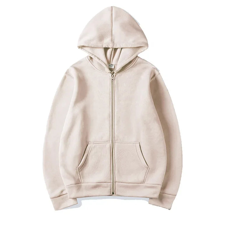 Einfarbige Damen-Kapuzenpullover mit Reißverschluss, Herbst, lässige Sportbekleidung, trendiger, bequemer, langärmeliger All-Match-Taschen-Kapuzenpullover