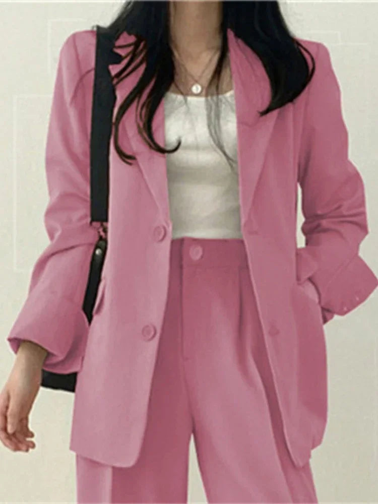 Modische 2-Teilige Damen-Sets Frühling Herbst Neu im Koreanischen Stil Hosen-Sets Eleganter Pendler-Anzug Mantel 2-Teilige Damen-Jacken-Sets