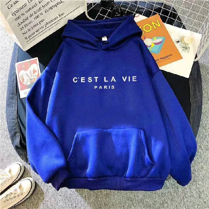 Frauen Casual Drucken Lose Hoodies Frühling Langarm Mit Kapuze Sweatshirt Harajuku Einfache Tops Faul Stil Pullover 2023 Streetwear