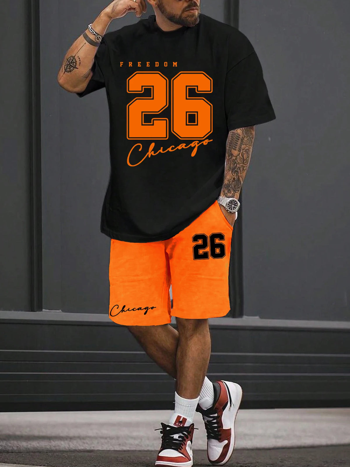2025, Sommer, neues Herren-T-Shirt, Shorts-Set, Sonnenbrille, Bärendruck, kurzärmeliges Rundhals-T-Shirt, Sommer, lässig, Outdoor, bequem