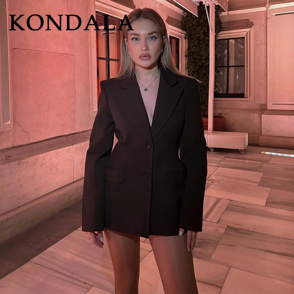 KONDALA 2026 Frühling Sommer Elegante Valentinstagsanzüge Modische Shrug-Jacken mit Taschen Elegante Reißverschlussröcke Schicke Baggy-Hosen
