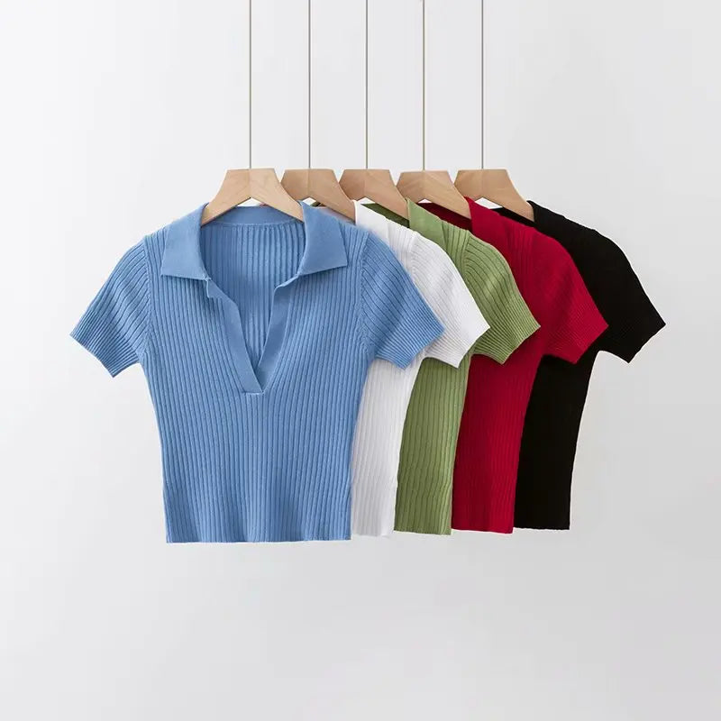 Sommer damen polo shirt frauen shorts kurzarm weiß solide cropped polo shirts mujer streetwear