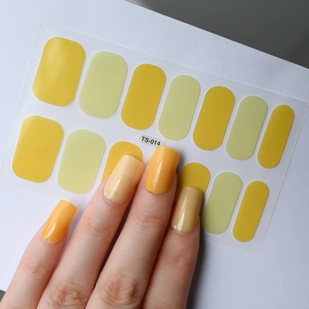 14 Tipps Full Wrap Nagellack Aufkleber Selbstklebende einfarbige Gel-Nagelstreifen Kunst Aufkleber Nicht halbgehärtete DIY Nageldekorationen