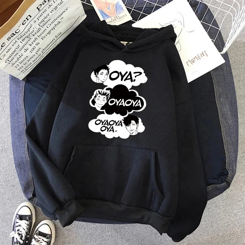 90er Jahre japanische Anime Haikyuu Hoodies Frauen lustige Karasuno Fly High Grafik Streetwear Winter warme Mode männliche Sweatshirts Unisex