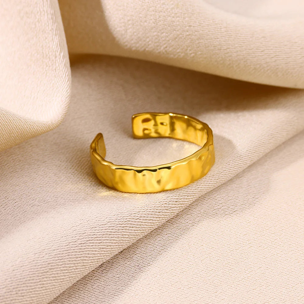 Minimalistische offene Schlangenringe aus Edelstahl, goldfarben, herzförmig, verstellbare Ringe, klassischer Partyschmuck, kostenloser Versand