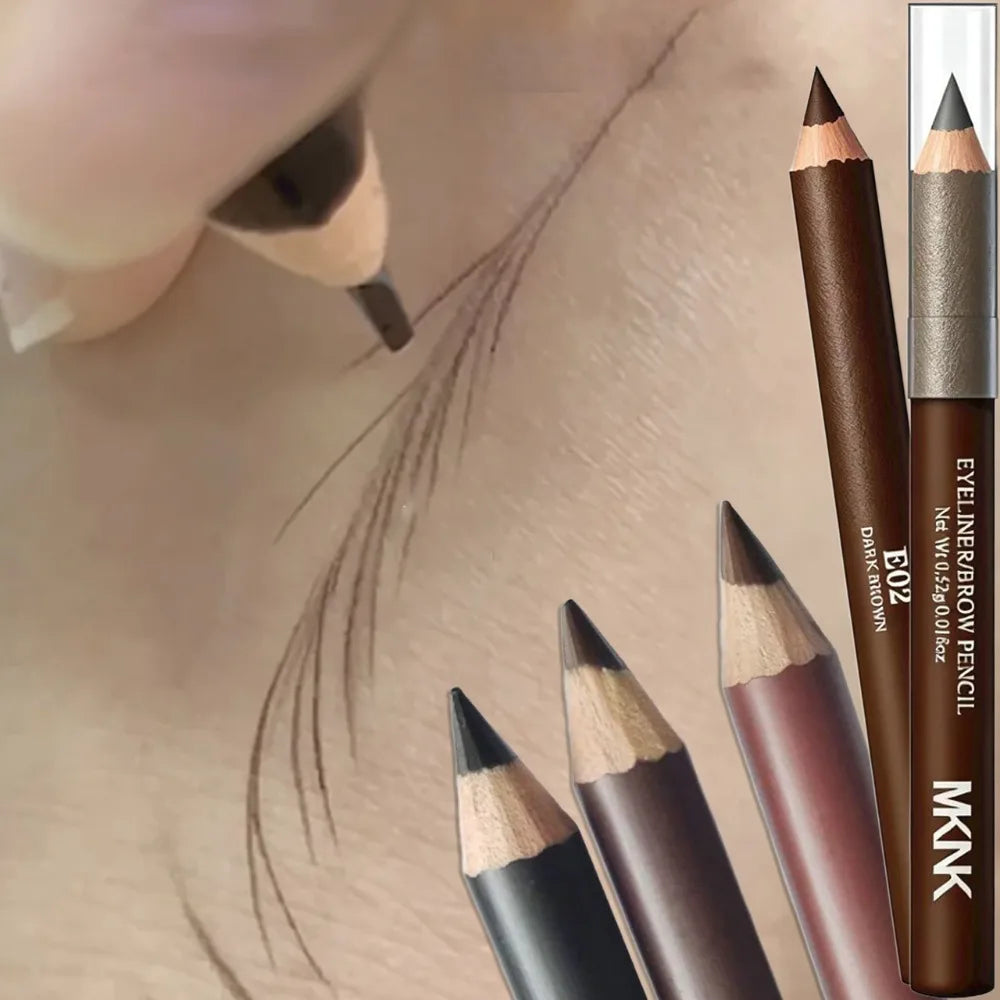 3 Farben Holz 2-in-1 Augenbrauen- & Eyeliner-Stift, Wasserfester Langanhaltender Dual-Use-Stift, Natürlicher Augen-Make-up-Stift