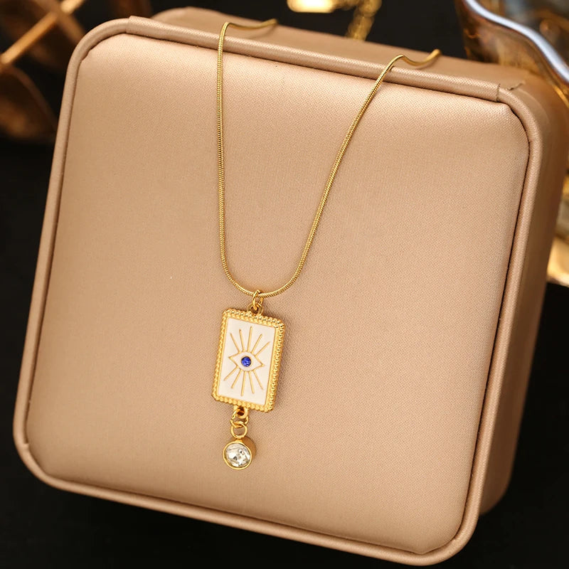 EILIECK 316L Edelstahl Goldfarbene Blumen-Anhänger-Halskette für Frauen, trendige Halskette, wasserdicht, Urlaubsschmuck, Geschenk